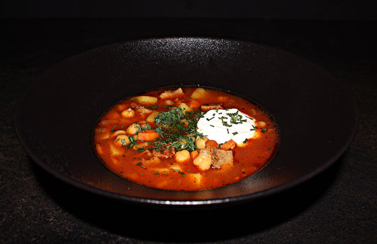 Goulash soup with chickpeas and beef
