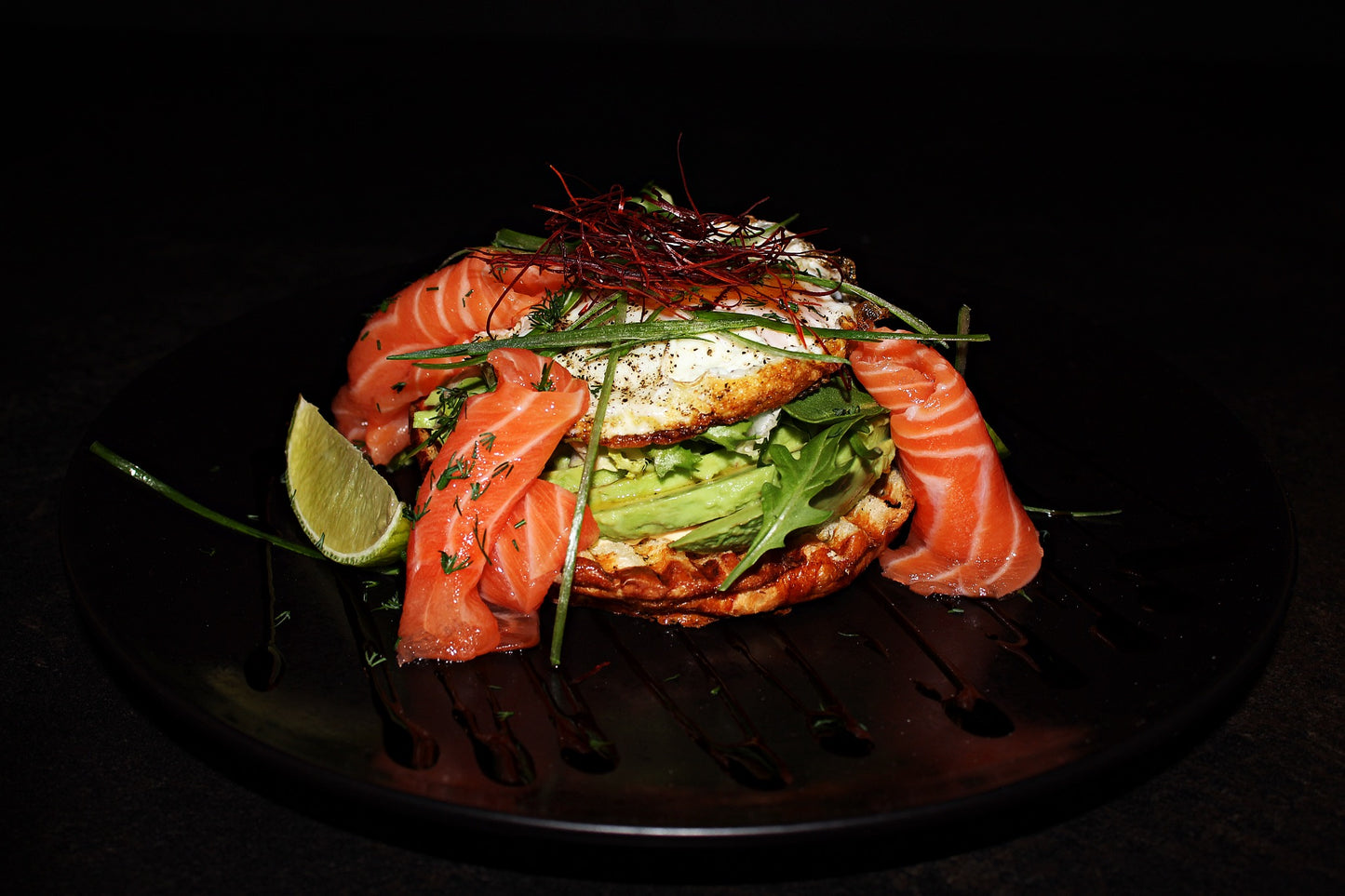 Brioche breakfast with lightly salted salmon