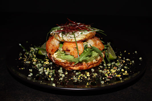 Brioche breakfast with shrimp