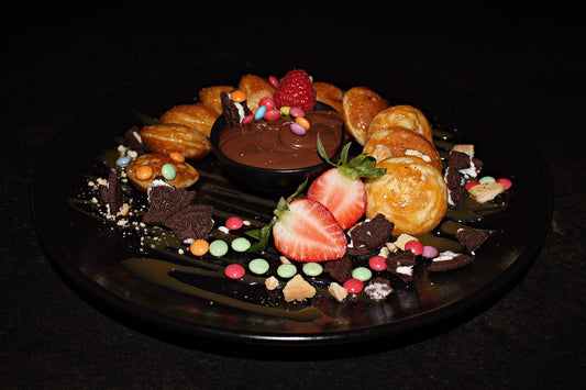 Mini pancakes "Children's Sweet Corner" with chocolate cookies and assorted candies (Sweet Corner)