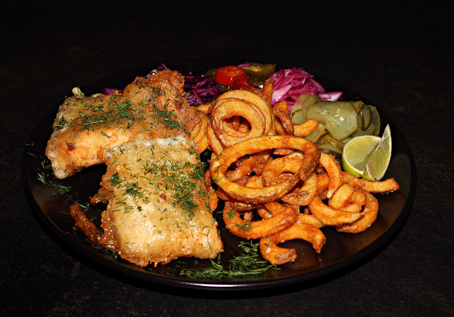 Fish and chips with salmon